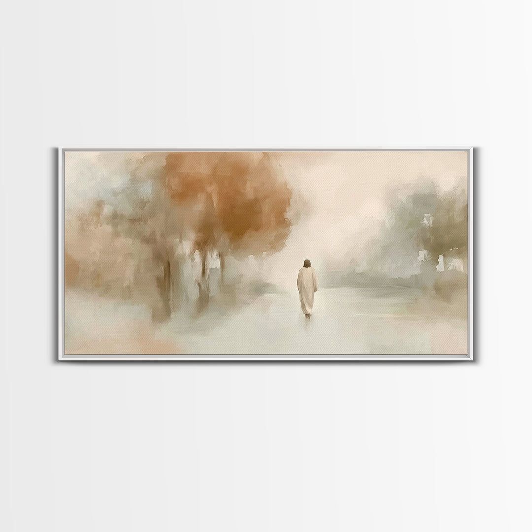 Autumn Walk Grace – Framed Canvas Print – Christian Wall Art – Christian Art Canvas – Christian Christmas Art – Jesus Painting – Christian