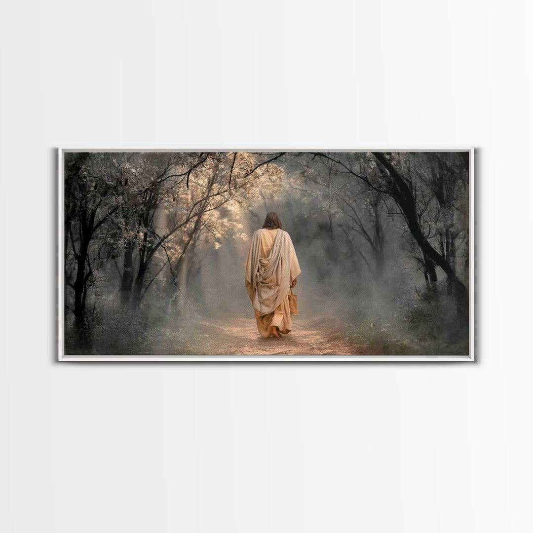 Walk In The Light, Framed Canvas Print, Jesus Painting, Christian Wall Art, Christian Art Canvas, Christian Decor, Christmas Art