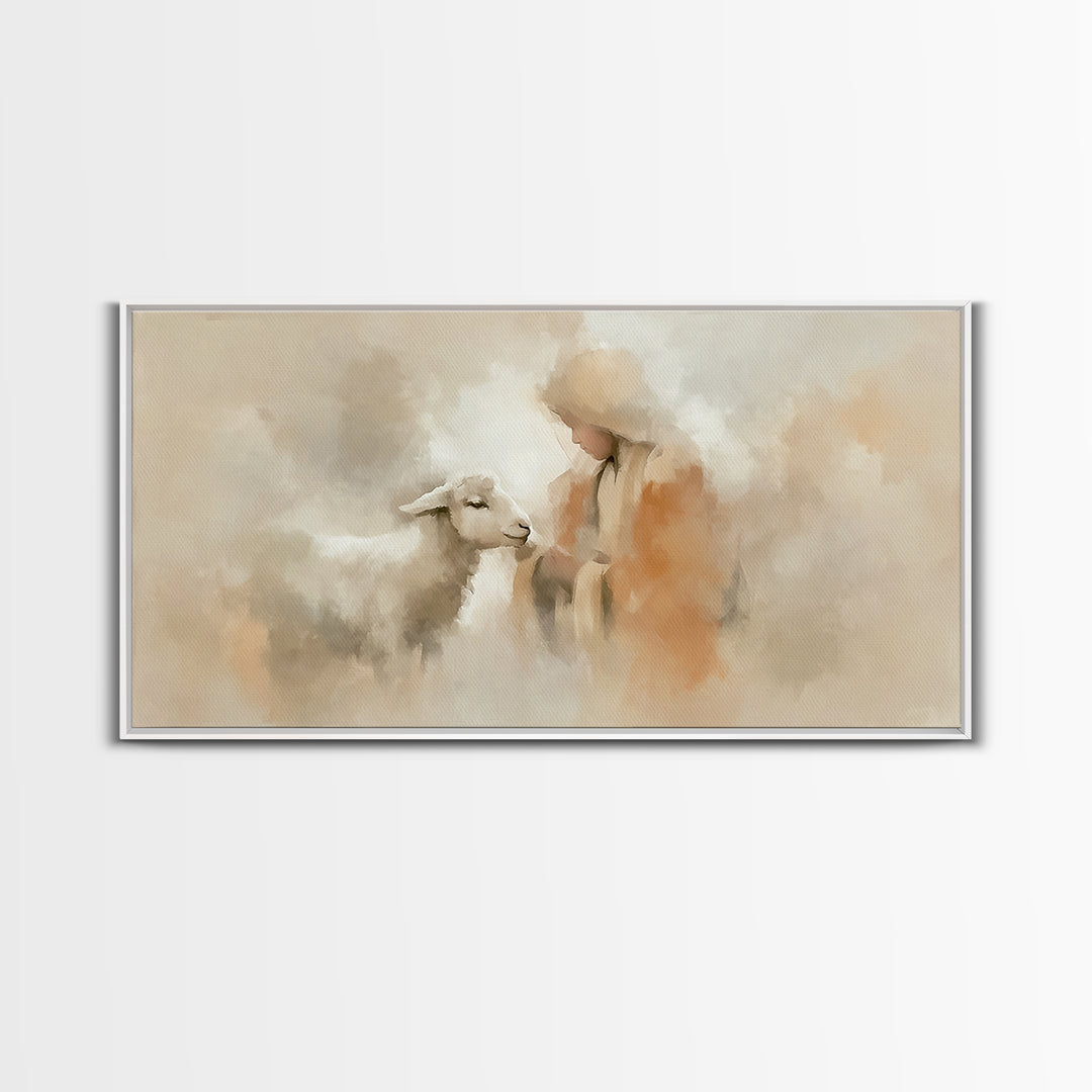 Shepherd’s Peace – Framed Canvas Print – Christian Wall Art – Christian Art Canvas – Jesus Painting – Christmas Art – Christian Christmas A