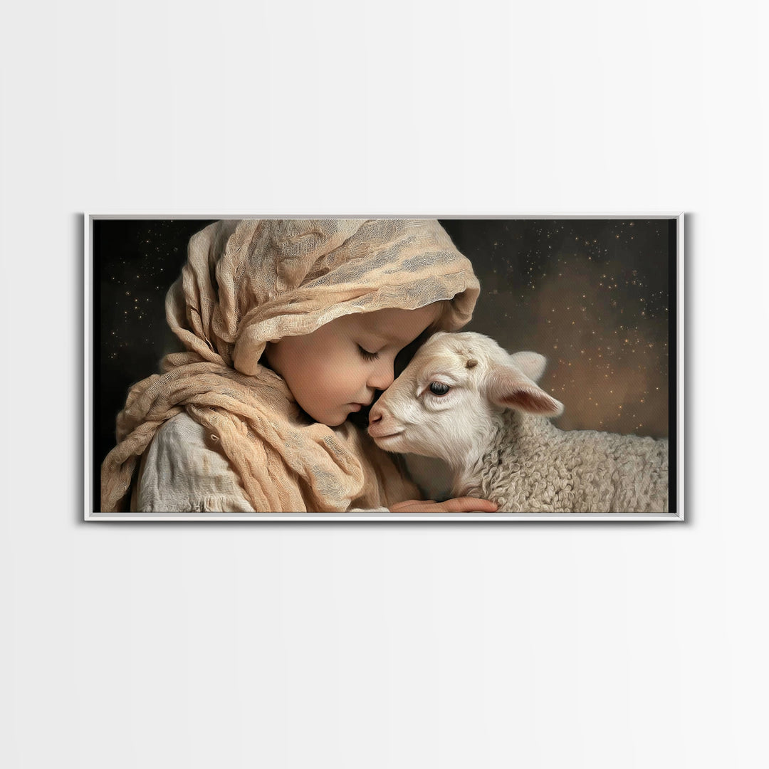 Gentle Devotion – Framed Canvas Print – Christian Wall Art – Christian Art Canvas – Jesus Painting – Christmas Art – Vintage Christian Art
