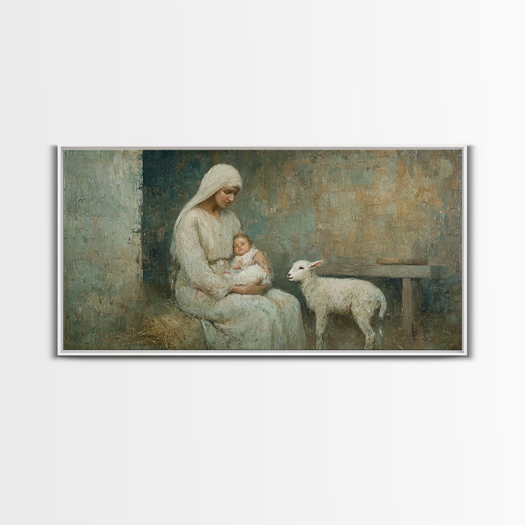 Holy Manger Calm – Framed Canvas Print – Christian Wall Art – Christian Art Canvas – Jesus Painting – Christian Christmas Art – Christmas W