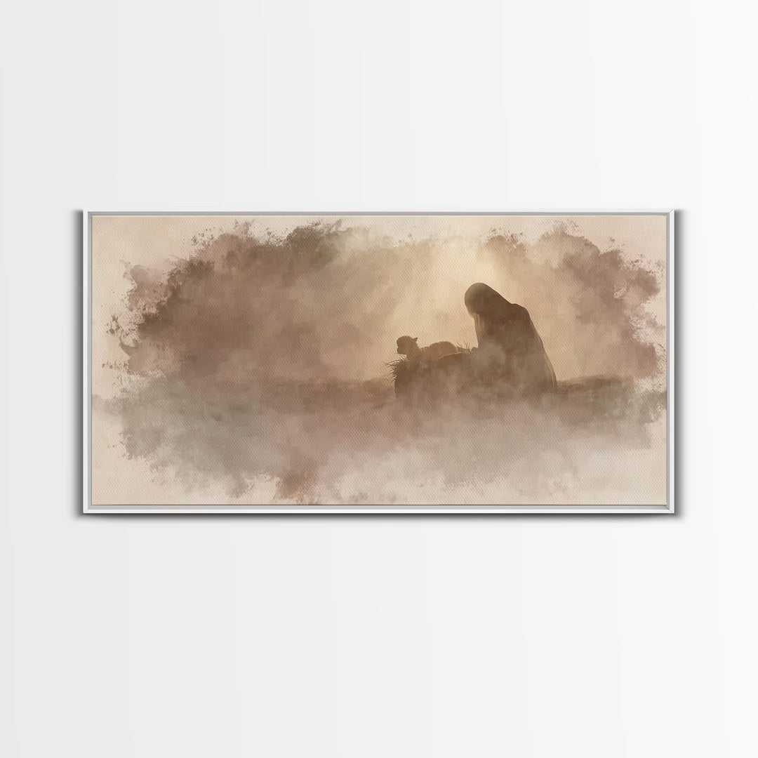 Nativity Dawn – Framed Canvas Print – Christian Wall Art – Christian Art Canvas – Jesus Painting – Christian Christmas – Christmas Art – Ch