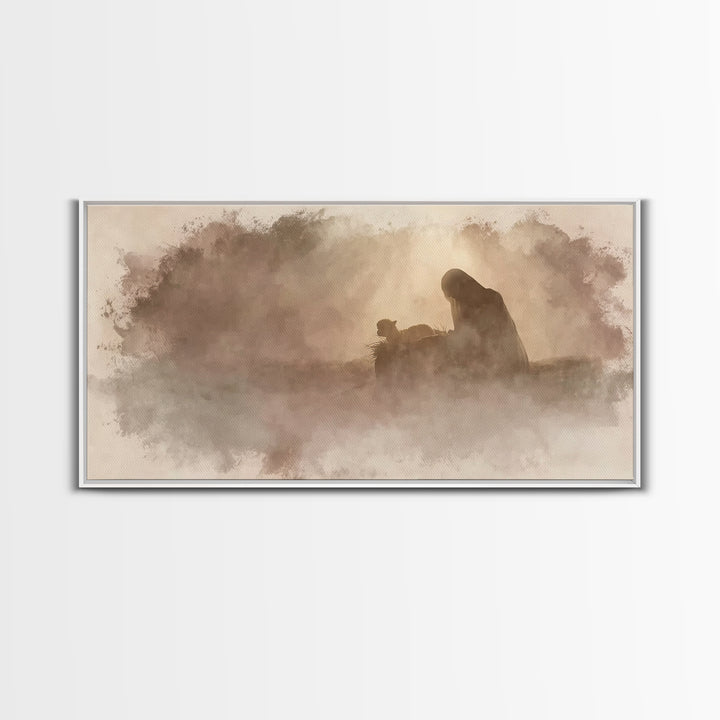 Nativity Dawn – Framed Canvas Print – Christian Wall Art – Christian Art Canvas – Jesus Painting – Christian Christmas – Christmas Art – Ch