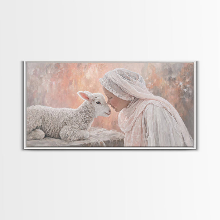 Sacred Stillness – Framed Canvas Print – Christian Wall Art – Christian Art Canvas – Christian Painting – Christmas Art – Christian Christm