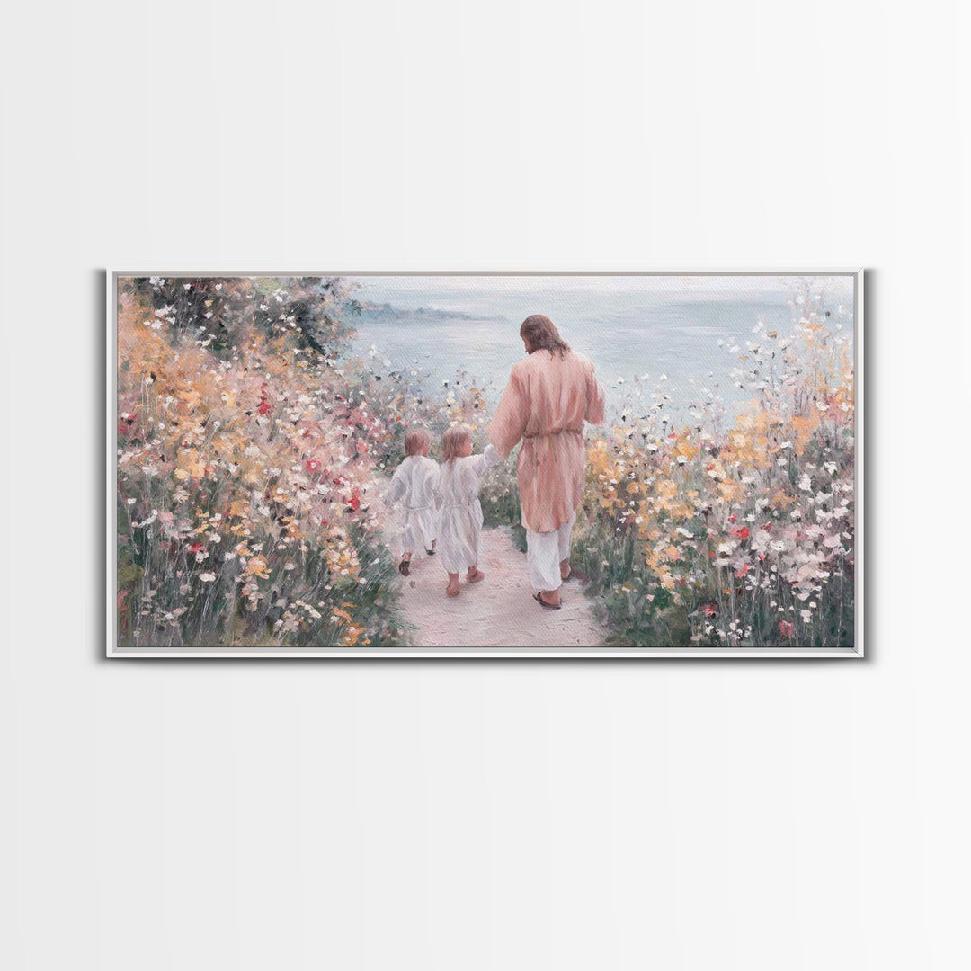Meadow Grace – Framed Canvas Print – Christian Wall Art – Christian Art Canvas – Jesus Painting – Christian Gift Ideas – Minimalist Christi
