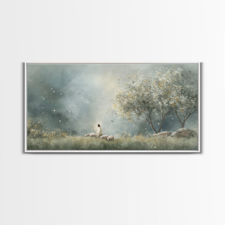 Blossoms Of Peace – Framed Canvas Print – Christian Wall Art – Christian Art Canvas – Jesus Painting – Christian Art Work – Large Jesus Pai