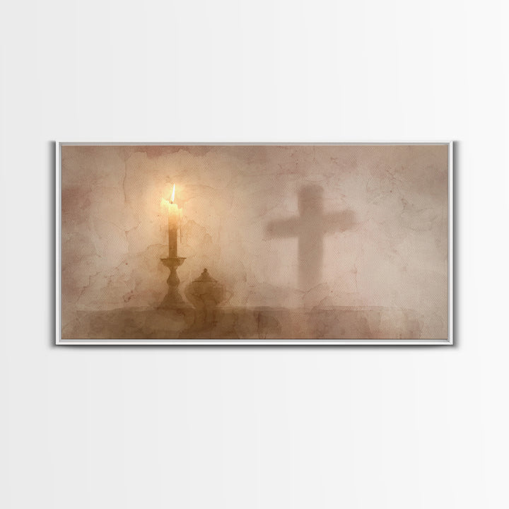 Cross Of Light – Framed Canvas Print – Christian Wall Art – Christian Art Canvas – Christian Christmas Art – Christian Decorations – Christ