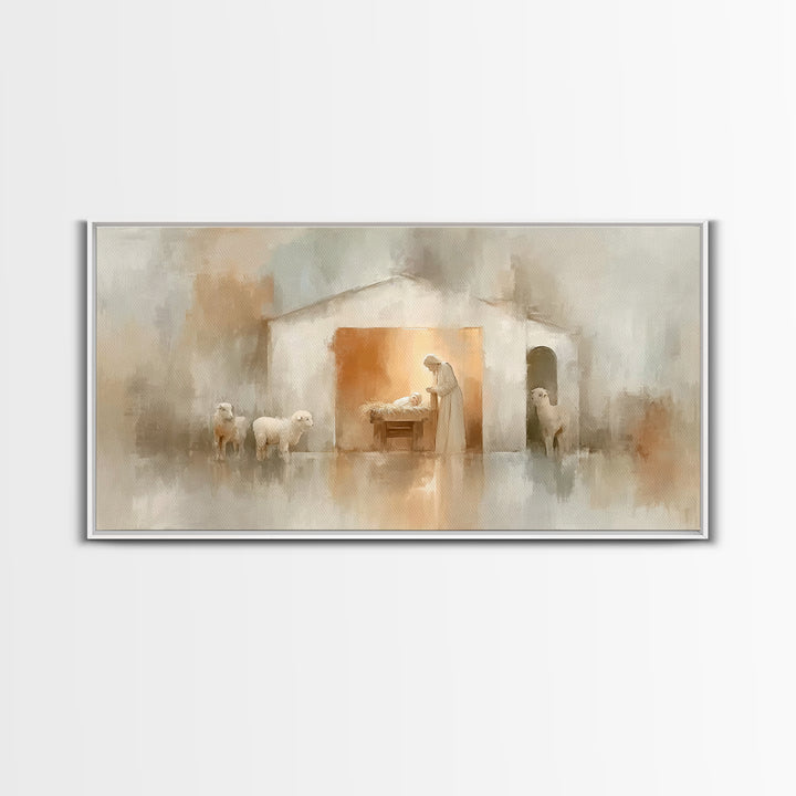Bethlehem Stillness – Framed Canvas Print – Christian Christmas Art – Christian Wall Art – Christian Art Canvas – Jesus Painting