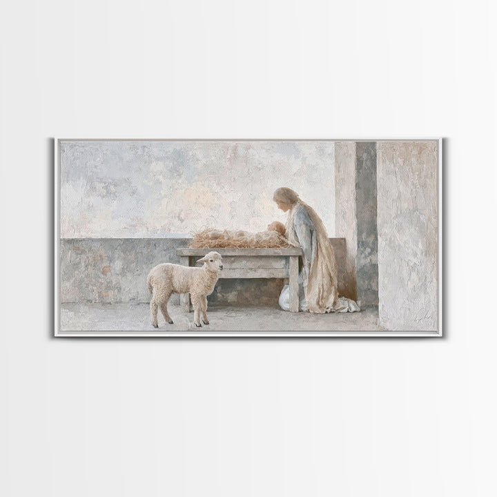 Sacred Dawn Light – Framed Canvas Print – Christian Art Canvas – Christian Christmas Art – Christian Wall Art – Jesus Painting