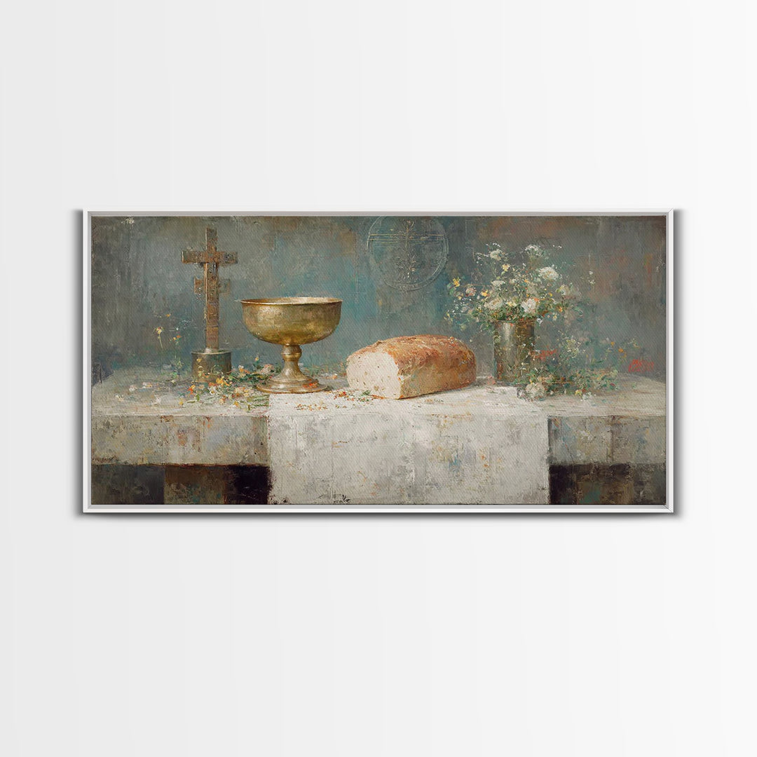 Chalice Of Grace - Framed Canvas Print - Christian Wall Art - Christian Art Canvas - Vintage Christian Art - Christian Painting - Christian