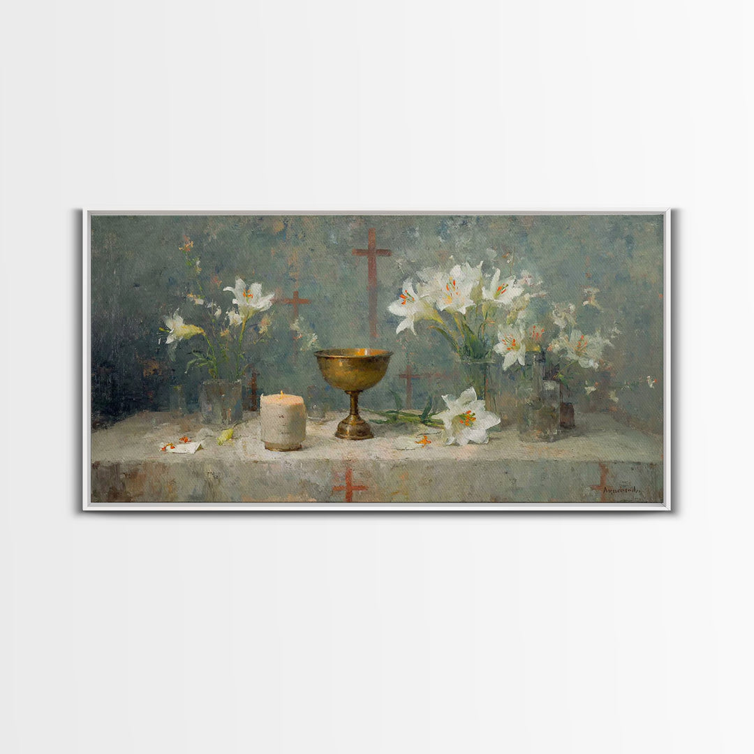 Table Of Reverence - Framed Canvas Print - Christian Wall Art - Christian Art Canvas - Vintage Christian Painting - Christian Art Gift - Ch