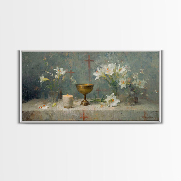 Table Of Reverence - Framed Canvas Print - Christian Wall Art - Christian Art Canvas - Vintage Christian Painting - Christian Art Gift - Ch