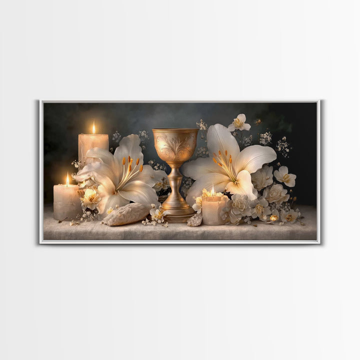 Holy Radiance - Framed Canvas Print - Christian Wall Art - Christian Art Canvas - Subtle Christian Art - Blue Christian Art - Christian Dec