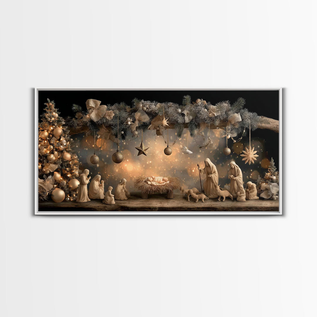 Holy Night Glory – Framed Canvas Print – Christian Wall Art – Christian Christmas Art – Christmas Art Prints – Christian Art Canvas – Chris