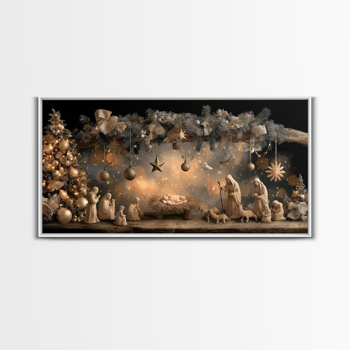 Holy Night Glory – Framed Canvas Print – Christian Wall Art – Christian Christmas Art – Christmas Art Prints – Christian Art Canvas – Chris