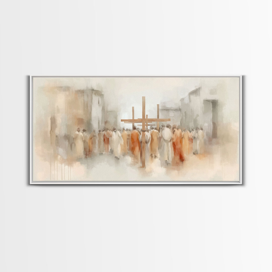 Crosswalk Journey – Framed Canvas Print – Abstract Christian Art – Christian Art Canvas – Modern Christian Painting – Christian Art Prints