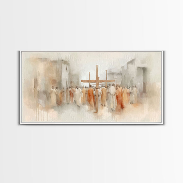 Crosswalk Journey – Framed Canvas Print – Abstract Christian Art – Christian Art Canvas – Modern Christian Painting – Christian Art Prints