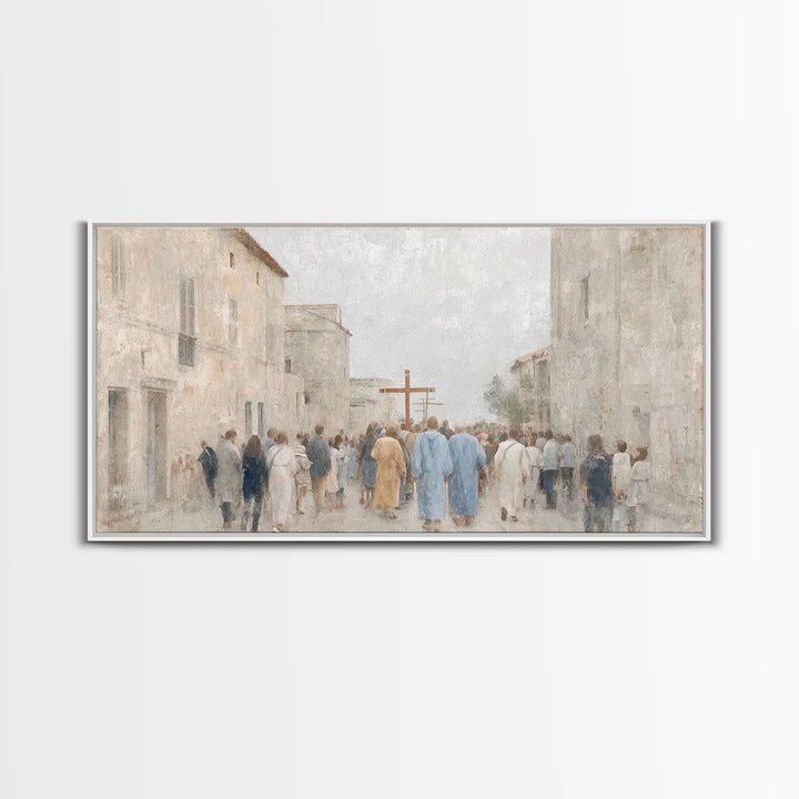 Pilgrims Of Hope – Framed Canvas Print – Christian Art Work – Subtle Christian Art – Christian Wall Art – Minimalist Christian Art – Christ
