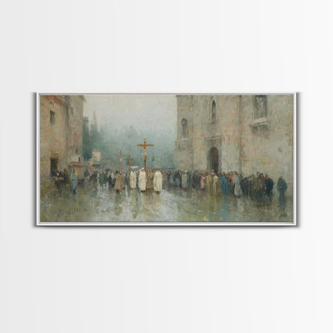 Sacred Procession – Framed Canvas Print – Christian Wall Art – Christian Art Canvas – Jesus Painting – Vintage Christian Art – Christmas Wa