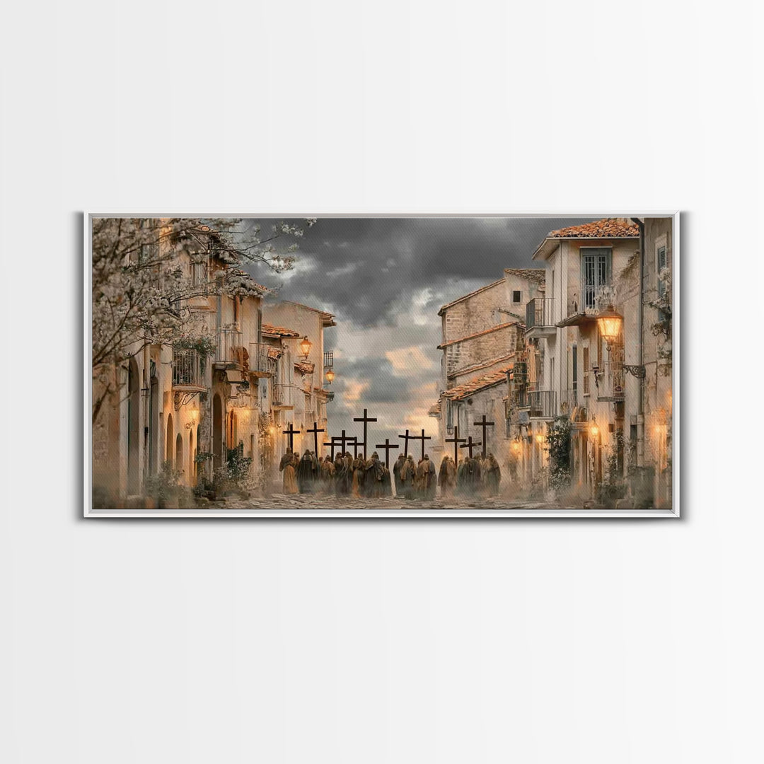 Morning Devotion | Framed Canvas Print | Christian Art | Christian Art Canvas | Christian Paintings | Moody Christmas Art | Christian Decor