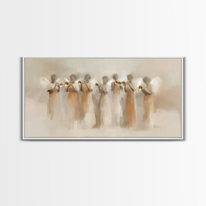 Angelic Ensemble | Framed Canvas Print | Christian Art Canvas | Modern Christian Art | Christian Painting | Christmas Art Work | Christian
