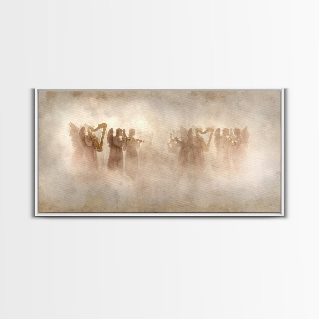 Celestial Harmony, Framed Canvas Print, Christian Art Canvas, Christian Wall Art, Moody Christian Art, Christmas Canvas Wall Art, Christian