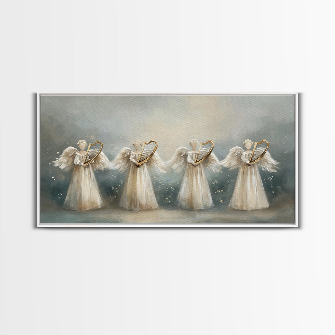 Harp Of Grace | Framed Canvas Print | Christian Art | Christian Art Canvas | Vintage Christian Art | Christmas Wall Art | Christian Christm