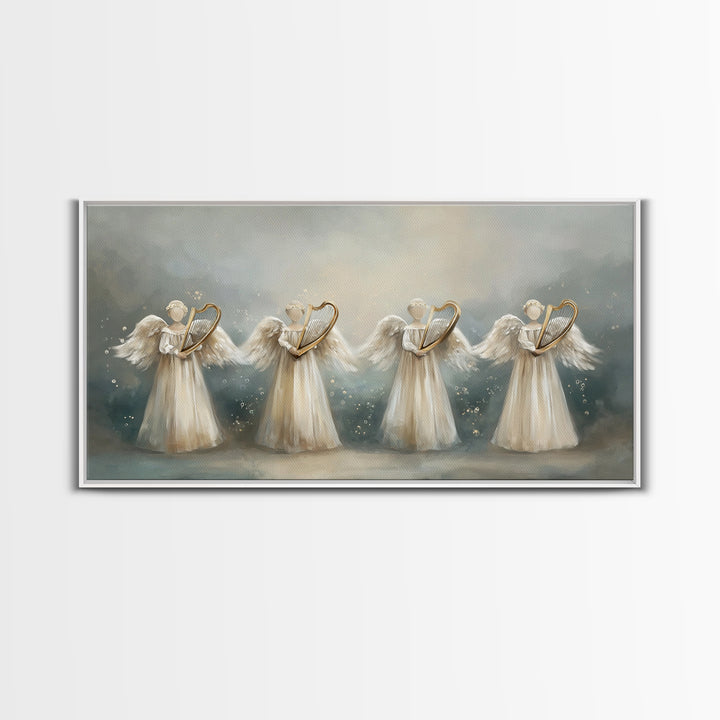 Harp Of Grace | Framed Canvas Print | Christian Art | Christian Art Canvas | Vintage Christian Art | Christmas Wall Art | Christian Christm