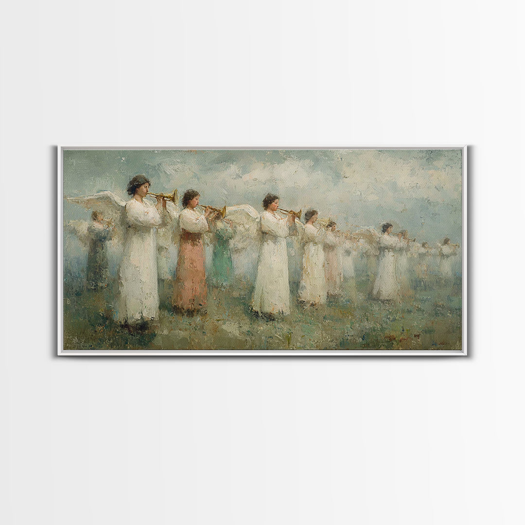 Trumpets Of Light – Framed Canvas Print – Christian Wall Art – Christian Art Prints – Christian Painting – Christmas Art Work – Christian C