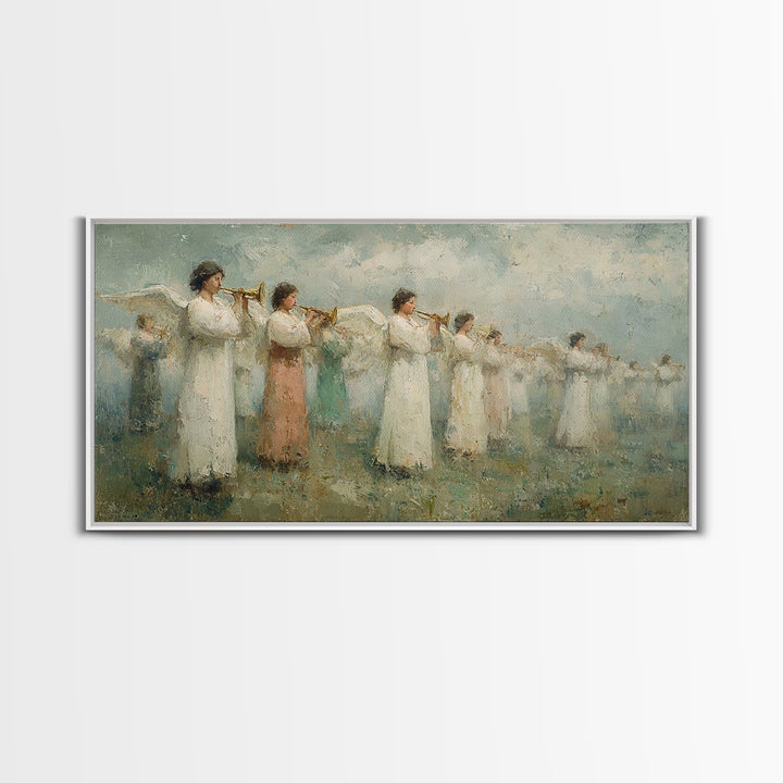 Trumpets Of Light – Framed Canvas Print – Christian Wall Art – Christian Art Prints – Christian Painting – Christmas Art Work – Christian C