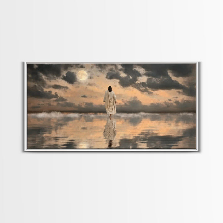 Moonlit Calling – Framed Canvas Print – Christian Wall Art – Jesus Painting – Christian Art Canvas – Moody Christian Art – Large Jesus Wall
