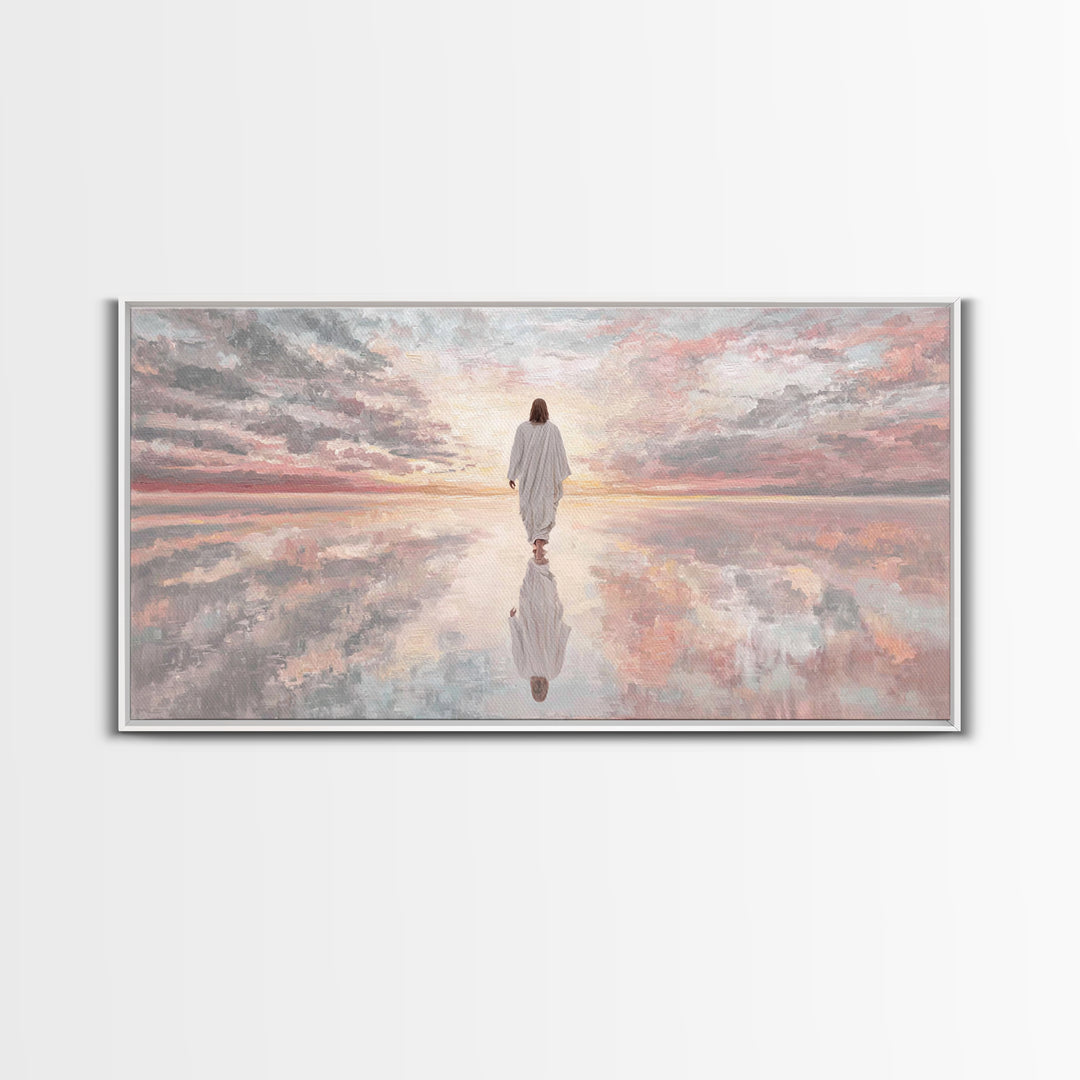Walking In Glory | Framed Canvas Print | Jesus Painting | Christian Art Canvas | Christian Wall Art | Modern Jesus Art | Large Jesus Painti