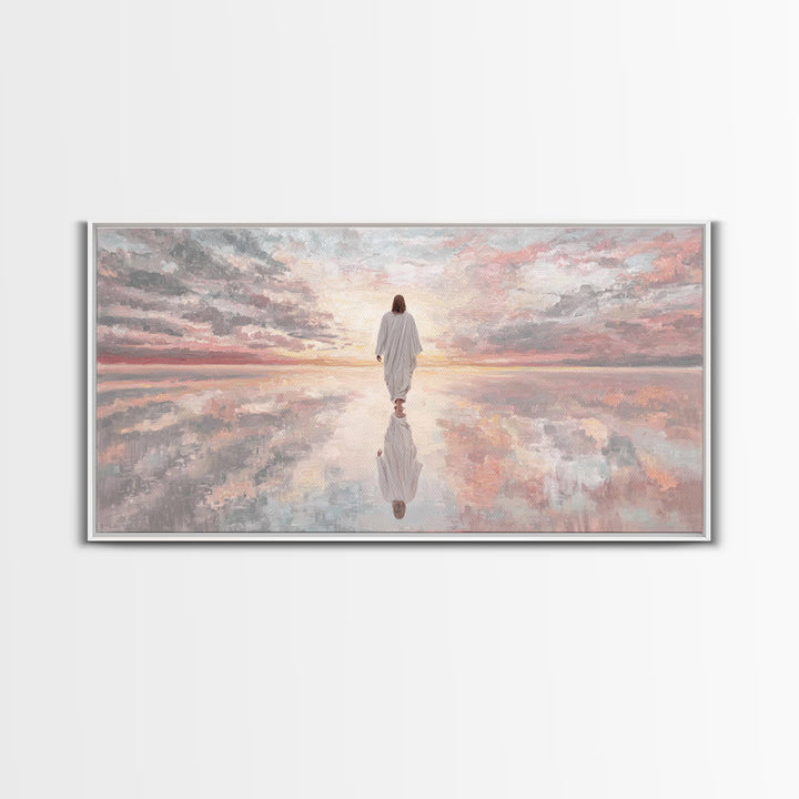 Walking In Glory | Framed Canvas Print | Jesus Painting | Christian Art Canvas | Christian Wall Art | Modern Jesus Art | Large Jesus Painti