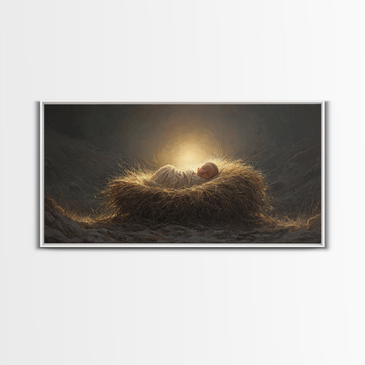 Manger Blessing – Framed Canvas Print – Christmas Art Prints – Christian Christmas Art – Christian Wall Art – Christmas Canvas Wall Art – C