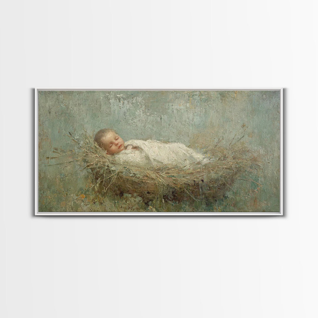 Silent Holy Rest – Framed Canvas Print – Christian Art Canvas – Christmas Wall Art – Jesus Painting – Christian Decorations – Modern Christ