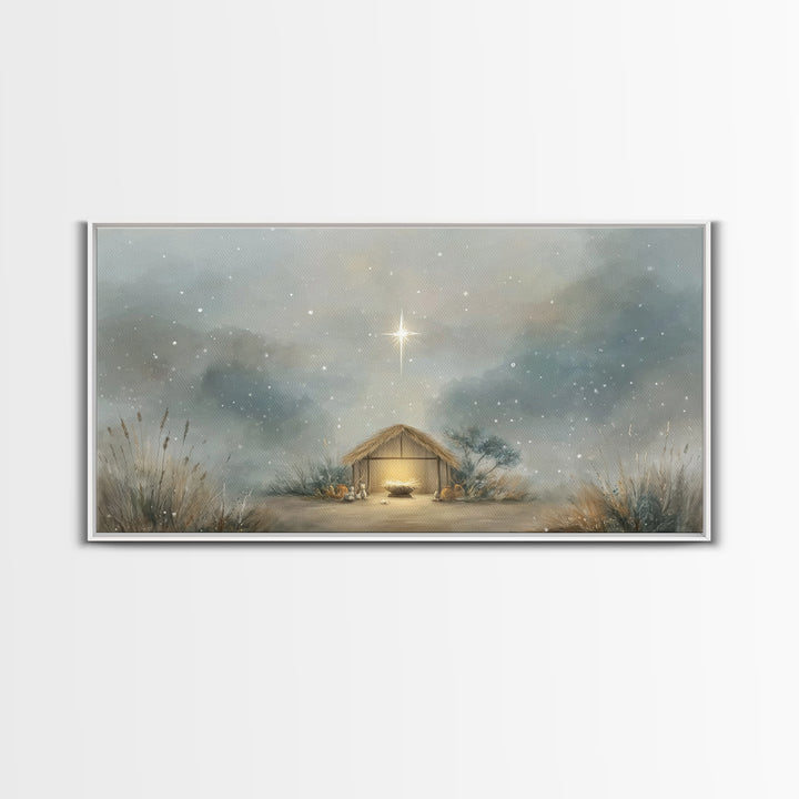 Bright Promise Star – Framed Canvas Print – Christmas Canvas Wall Art – Christian Wall Art – Christian Christmas Art – Jesus Painting – Chr