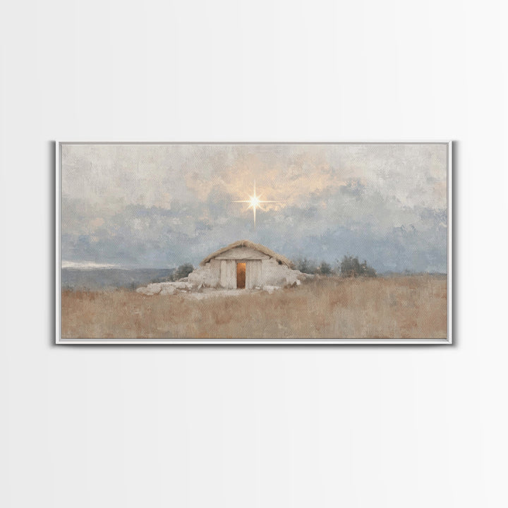 The Guiding Star - Framed Canvas Print - Christian Wall Art - Christian Christmas Art - Jesus Painting - Christmas Decor