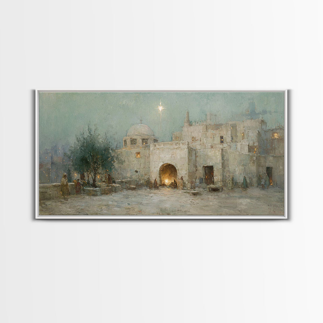 Bethlehem Light | Framed Canvas Print | Christian Wall Art | Christian Art Canvas | Christmas Art | Christian Christmas Decor