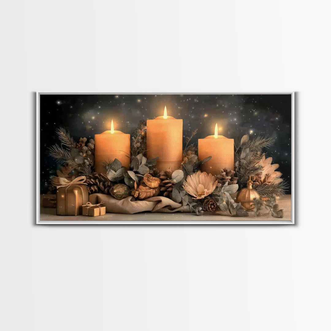 Golden Night Blessing – Framed Canvas Print – Christian Christmas Art – Christian Art Canvas – Christmas Wall Art – Framed Christmas Art –