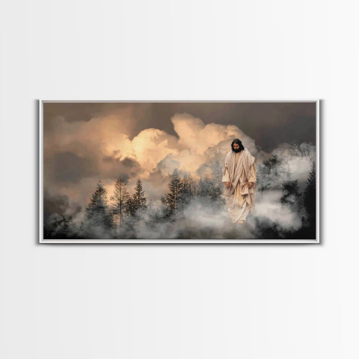 Heavenly Descent, Framed Canvas Print, Christian Art Canvas, Jesus Painting, Christian Christmas Art, Modern Christian Art, Christian Wall