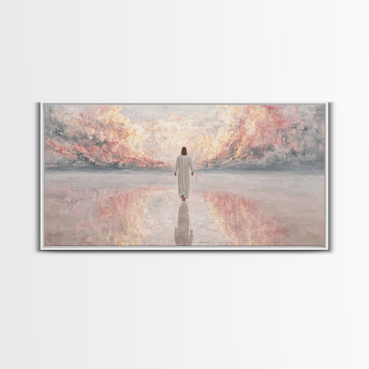 Path Of Peace, Framed Canvas Print, Christian Art Canvas, Jesus Painting, Christian Wall Art, Minimalist Christian Art, Christian Christmas