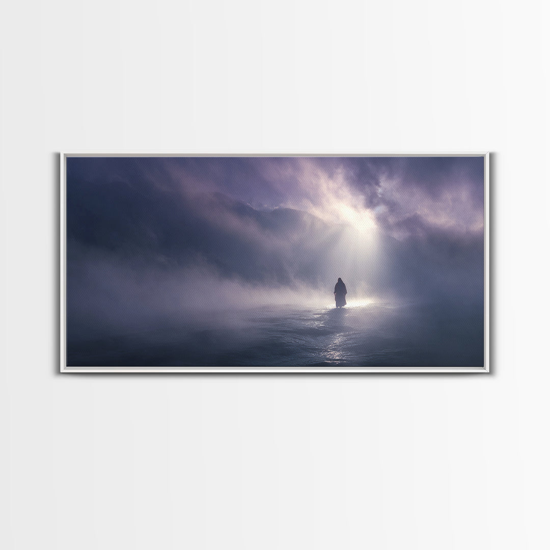 Midnight Miracle, Framed Canvas Print, Christian Wall Art, Jesus Painting, Moody Christian Art, Christian Art Canvas, Christmas Wall Art