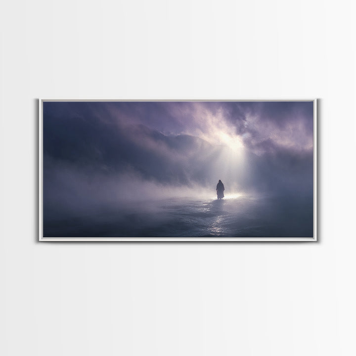 Midnight Miracle, Framed Canvas Print, Christian Wall Art, Jesus Painting, Moody Christian Art, Christian Art Canvas, Christmas Wall Art