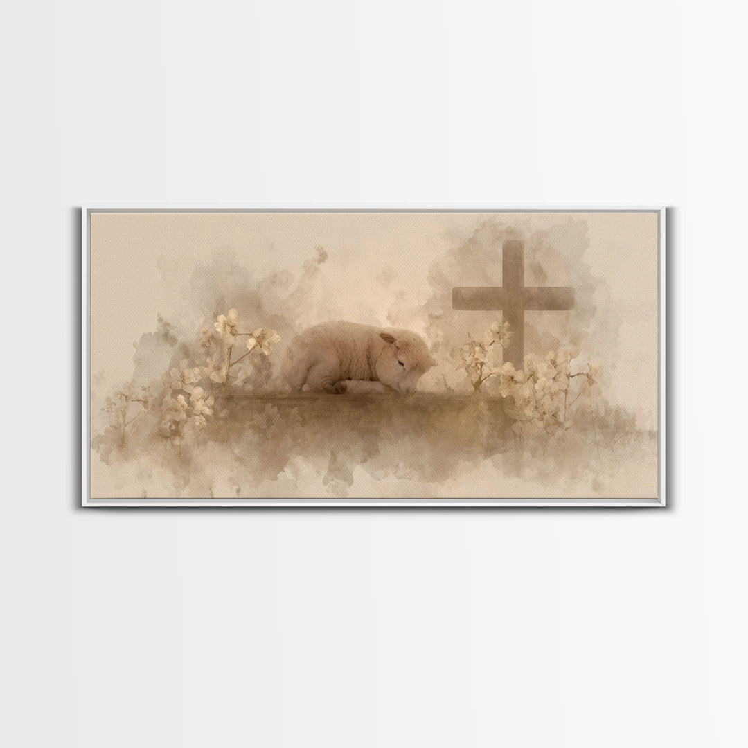 Graceful Rest – Framed Canvas Print – Christian Art Canvas – Christian Wall Art – Minimalist Christian Art – Christian Painting – Christmas