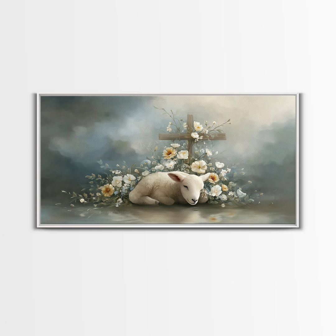 Lamb Of Peace – Framed Canvas Print – Christian Wall Art – Christian Painting – Christian Art Canvas – Christian Christmas Art – Christian