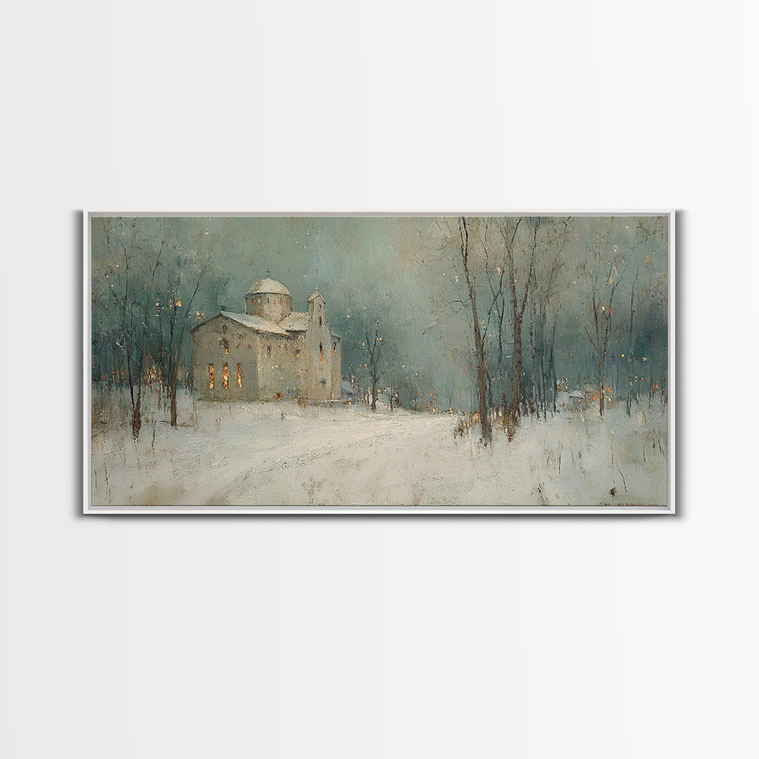 Silent Parish – Framed Canvas Print – Christian Art Print – Christmas Art – Christian Wall Art – Subtle Christian Art – Christian Decoratio