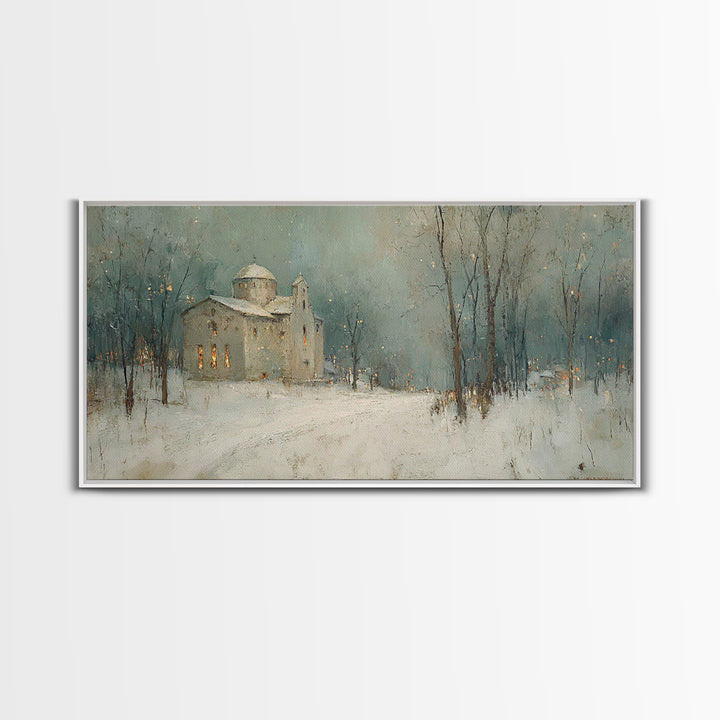 Silent Parish – Framed Canvas Print – Christian Art Print – Christmas Art – Christian Wall Art – Subtle Christian Art – Christian Decoratio