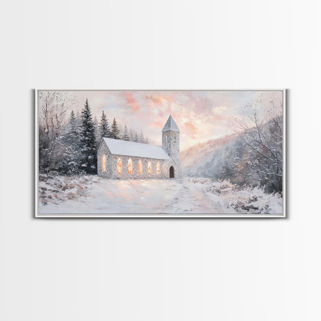Chapel Dawn – Framed Canvas Print – Christmas Wall Art – Christian Art Canvas – Christian Art – Framed Christmas Art – Christian Christmas