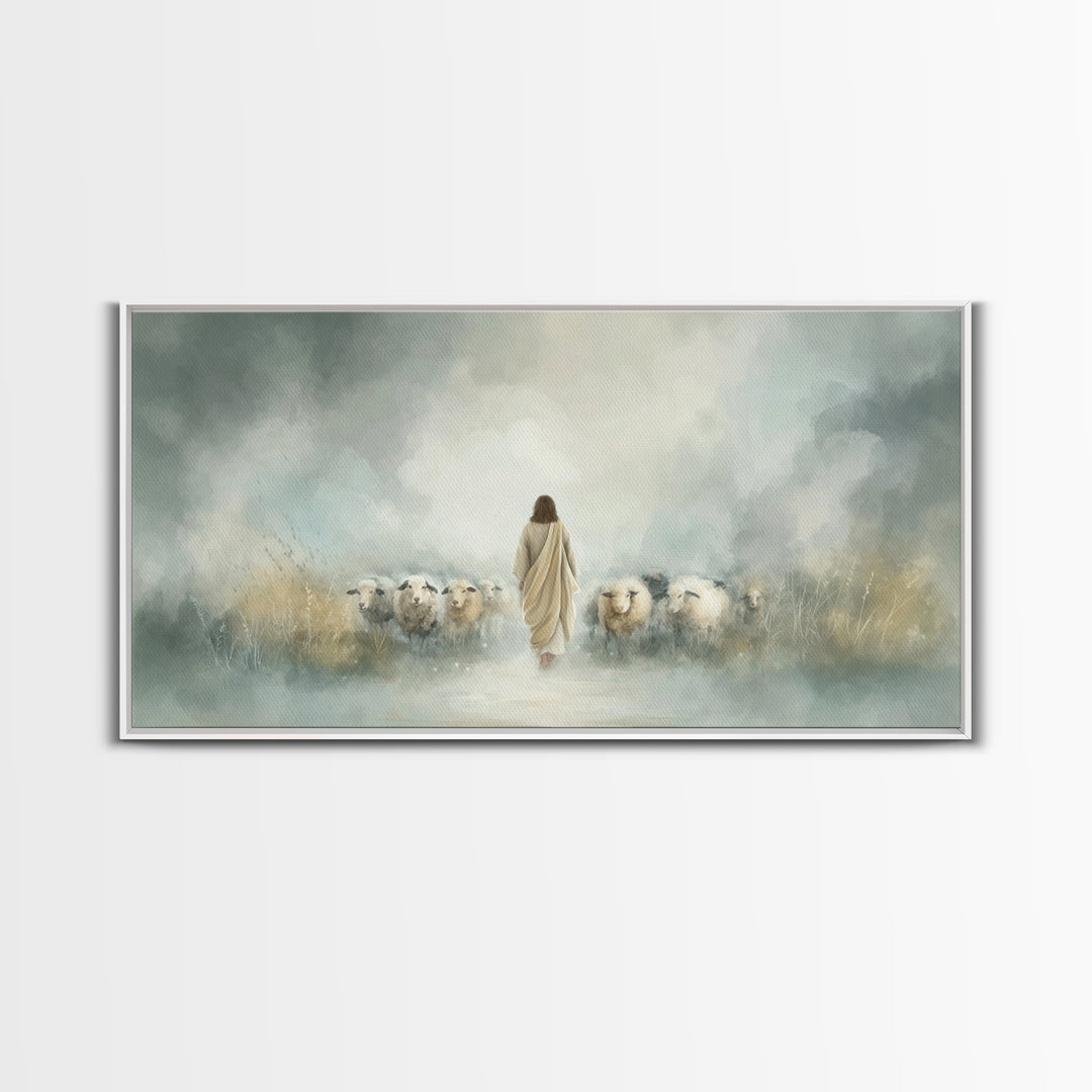 Heavenly Flock – Framed Canvas Print – Christian Wall Art – Jesus Art Print – Christian Art Canvas – Christian Painting – Subtle Christian