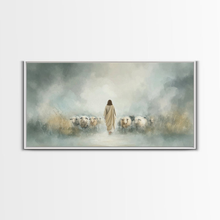 Heavenly Flock – Framed Canvas Print – Christian Wall Art – Jesus Art Print – Christian Art Canvas – Christian Painting – Subtle Christian